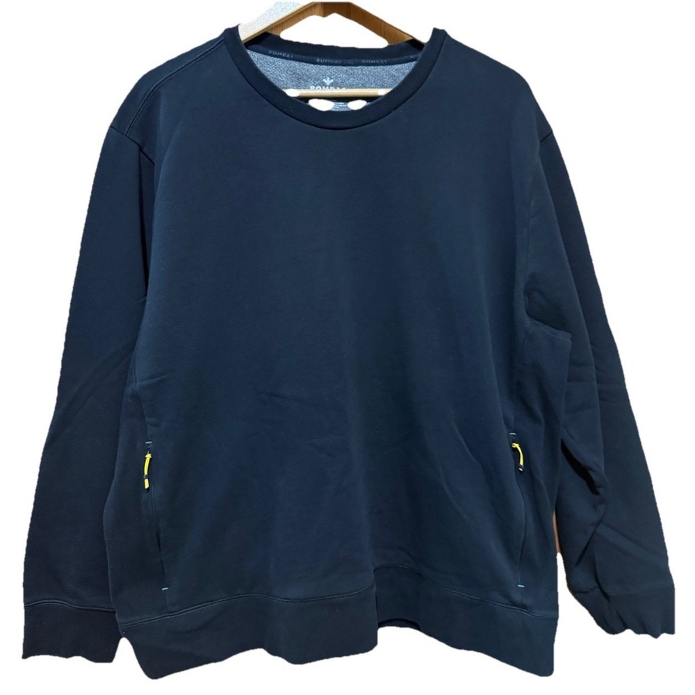 Bombas Mens Crewneck Black Long Sleeve Zipper Pockets Size XXL Casual EUC